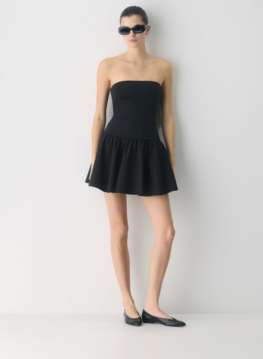 privates popeline-kleid schwarz