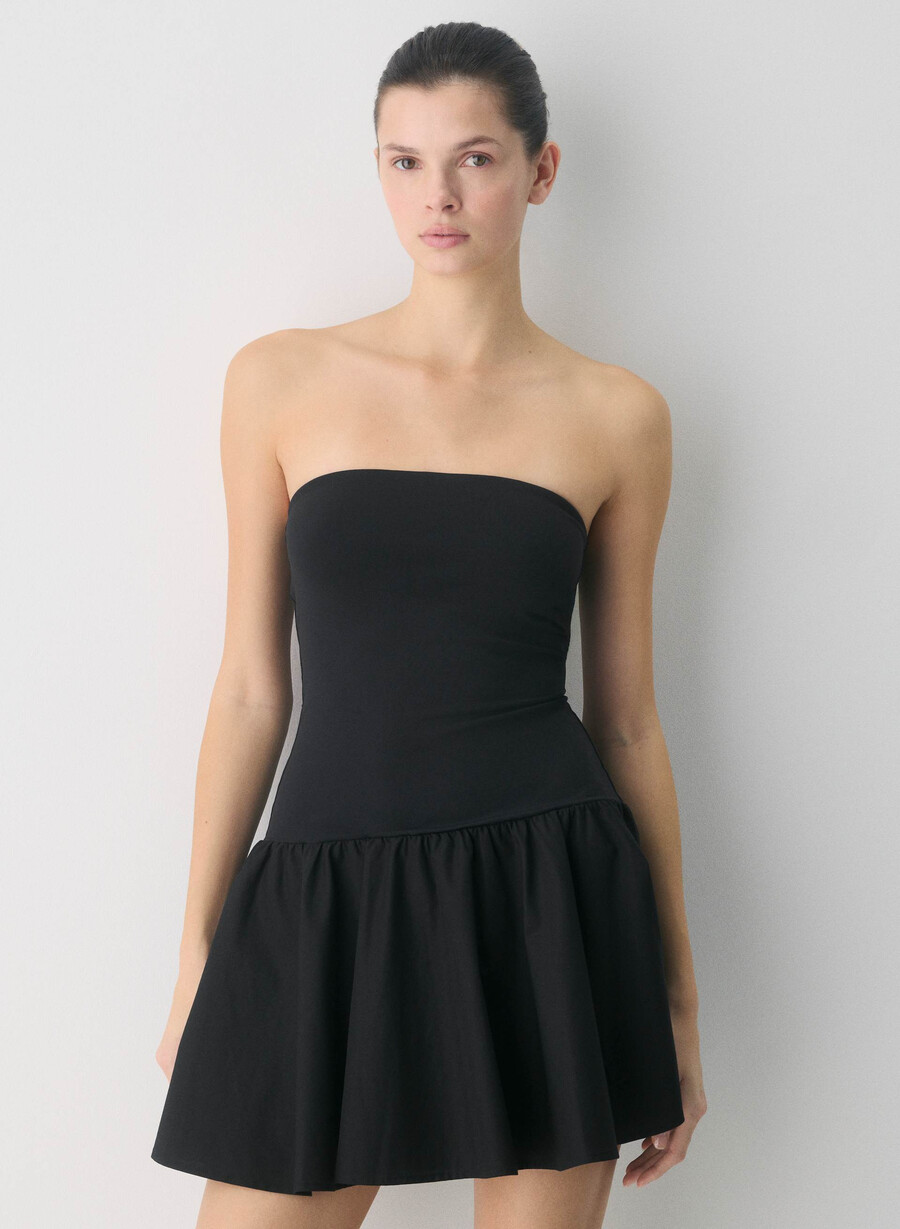 privates popeline-kleid schwarz