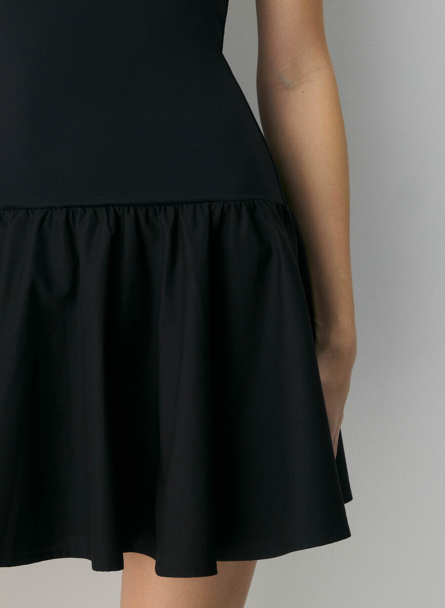 privates popeline-kleid schwarz