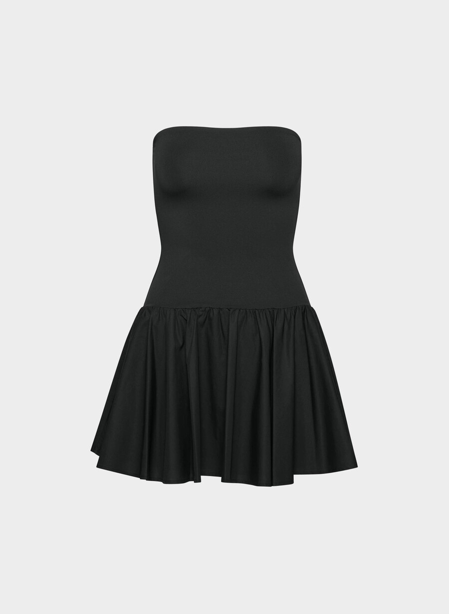 privates popeline-kleid schwarz
