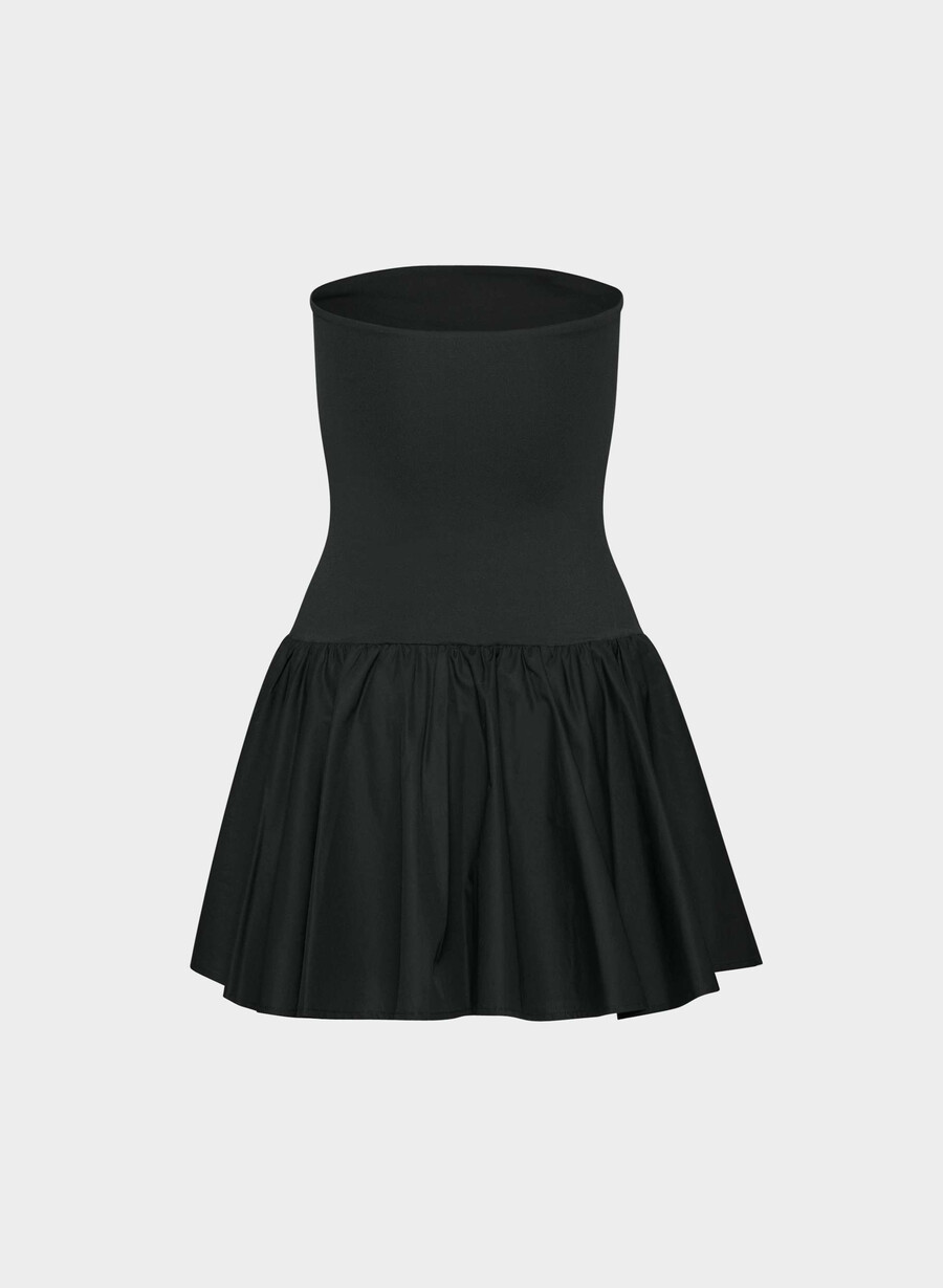 privates popeline-kleid schwarz