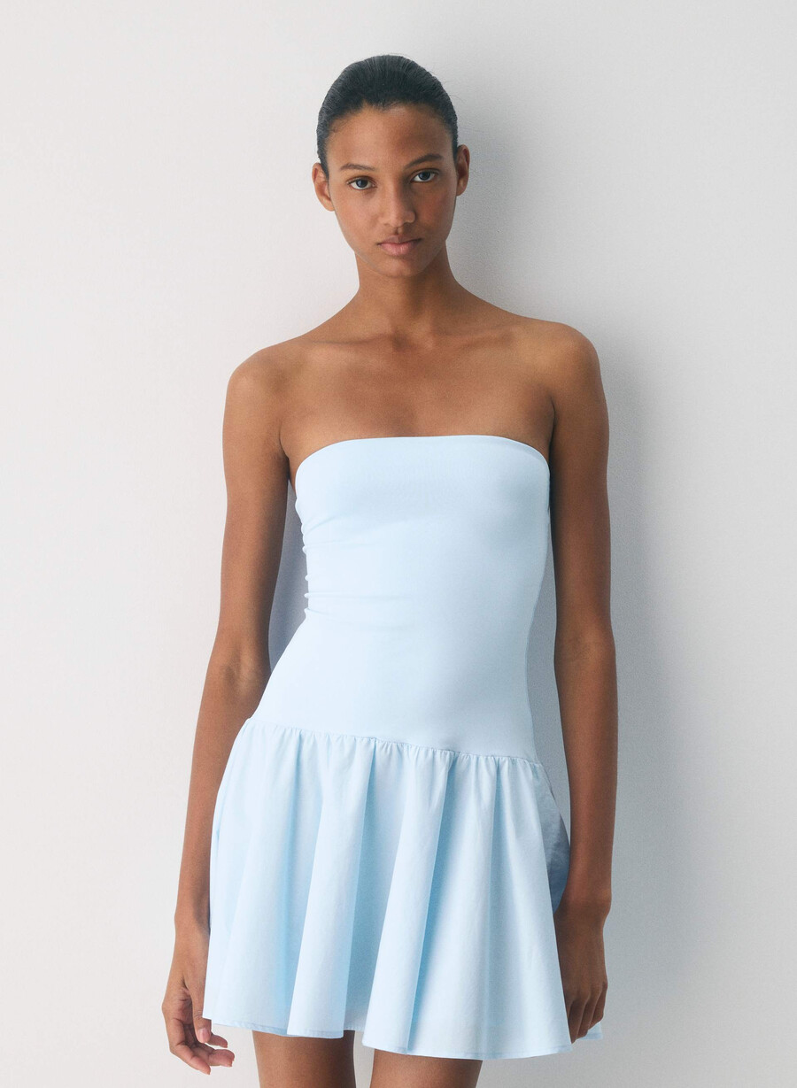 privates popeline-kleid villa blau