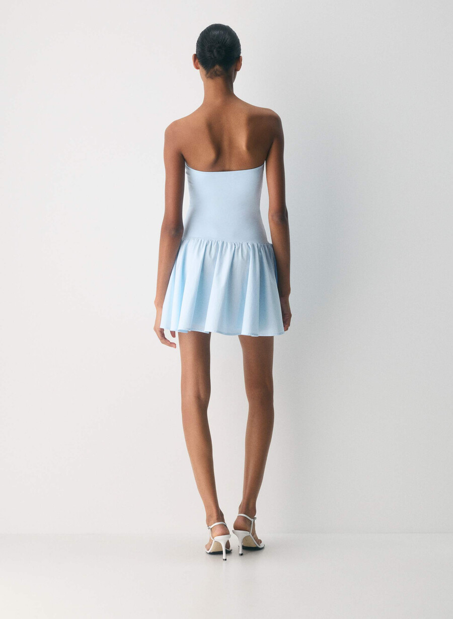 privates popeline-kleid villa blau