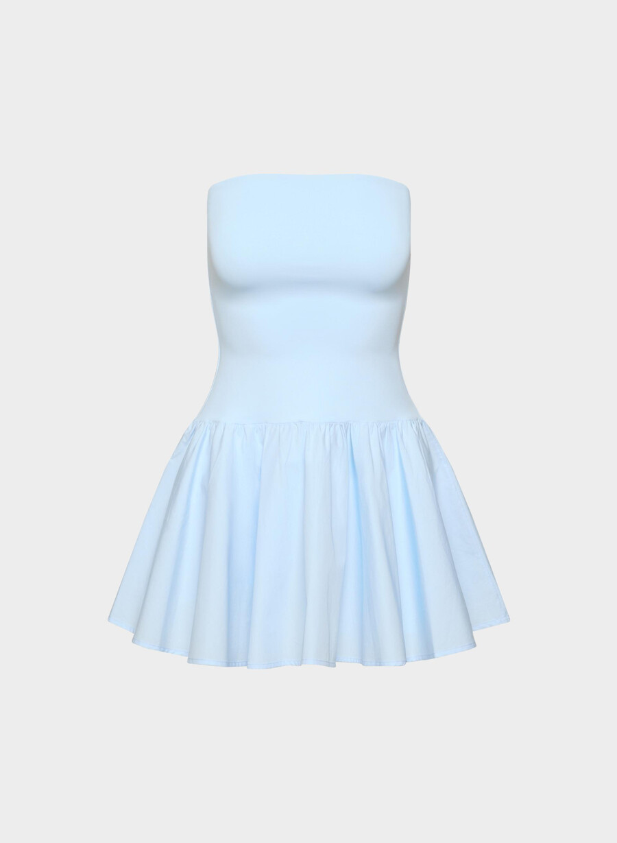 privates popeline-kleid villa blau