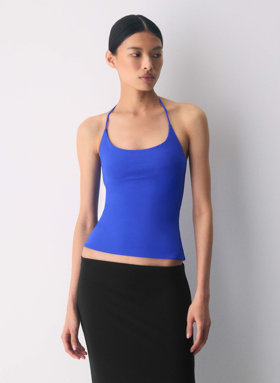original contour grace neckholder-top in flammenblau
