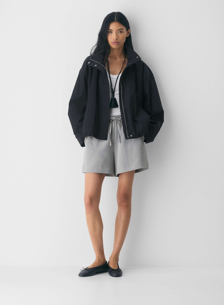 lodge short mid-thigh - crepette riverstone grau