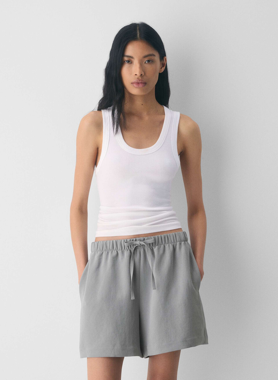 lodge short mid-thigh - crepette riverstone grau