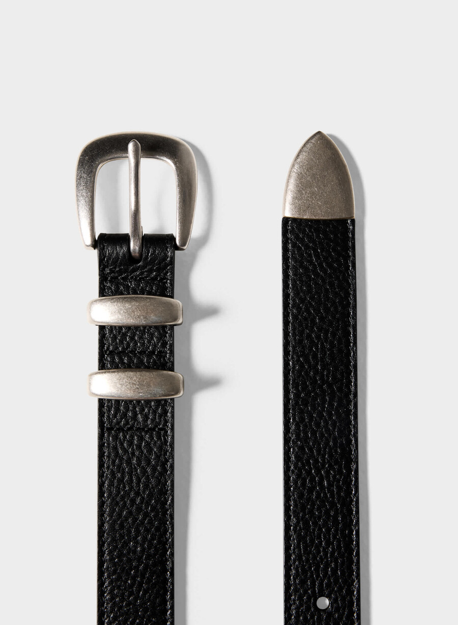 legendärer gürtel aus massivem messing und leder schwarzantik-silber