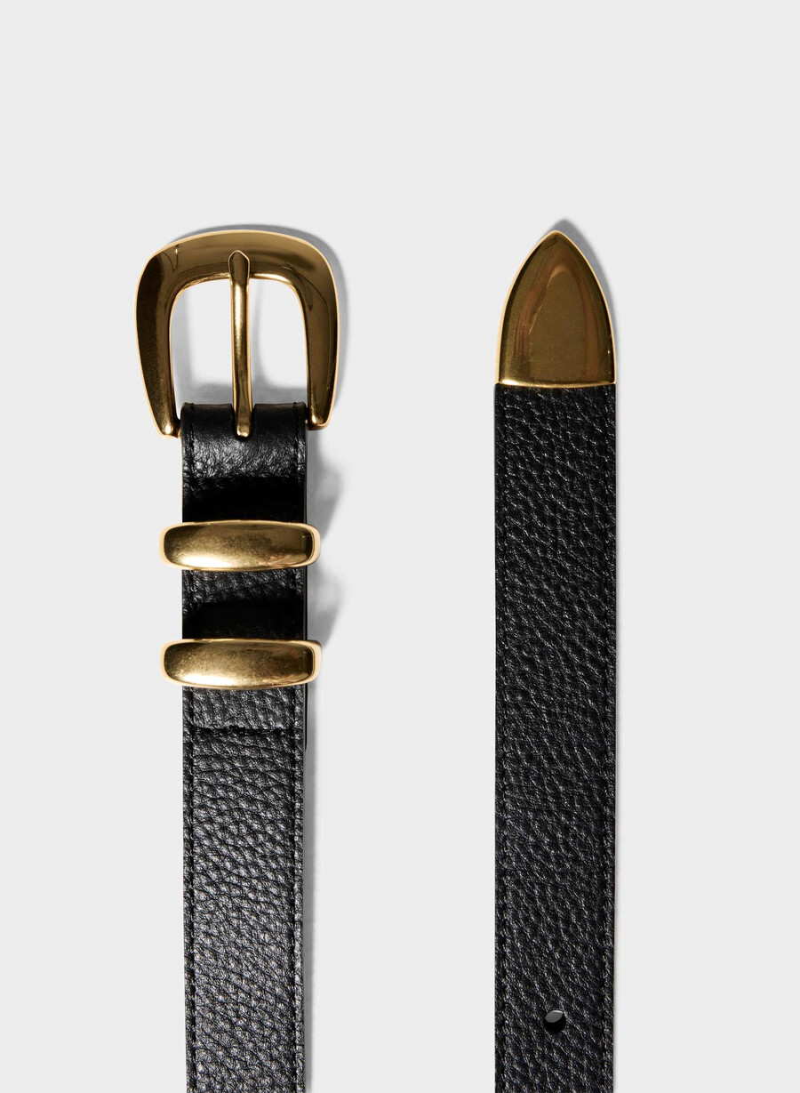 legendärer gürtel aus massivem messing und leder schwarzgold