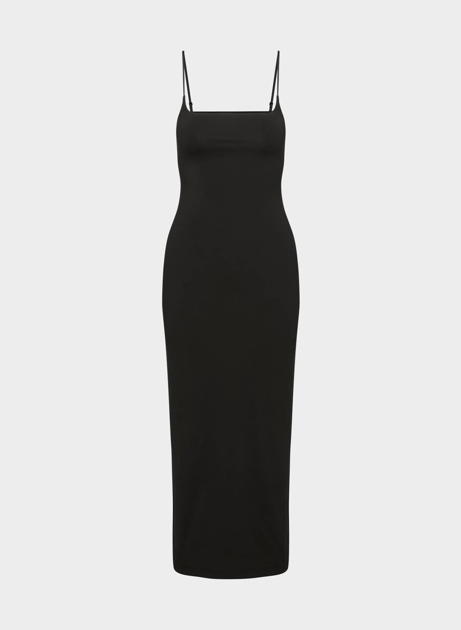 lässiges figurbetontes maxi-cami-kleid von summon schwarz