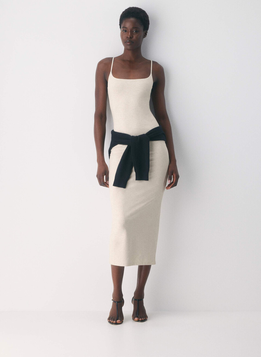 lässiges contour summon maxi cami kleid heather light oatmea
