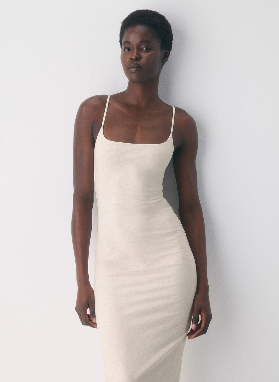 lässiges contour summon maxi cami kleid heather light oatmea