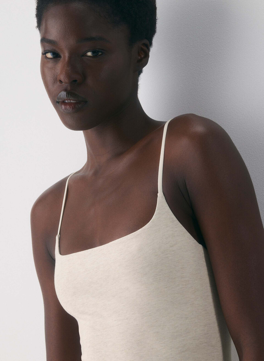 lässiges contour summon maxi cami kleid heather light oatmea