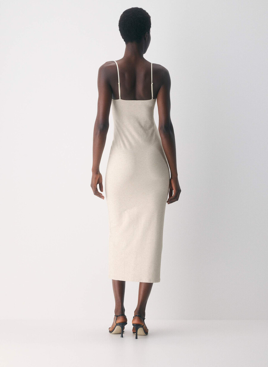lässiges contour summon maxi cami kleid heather light oatmea