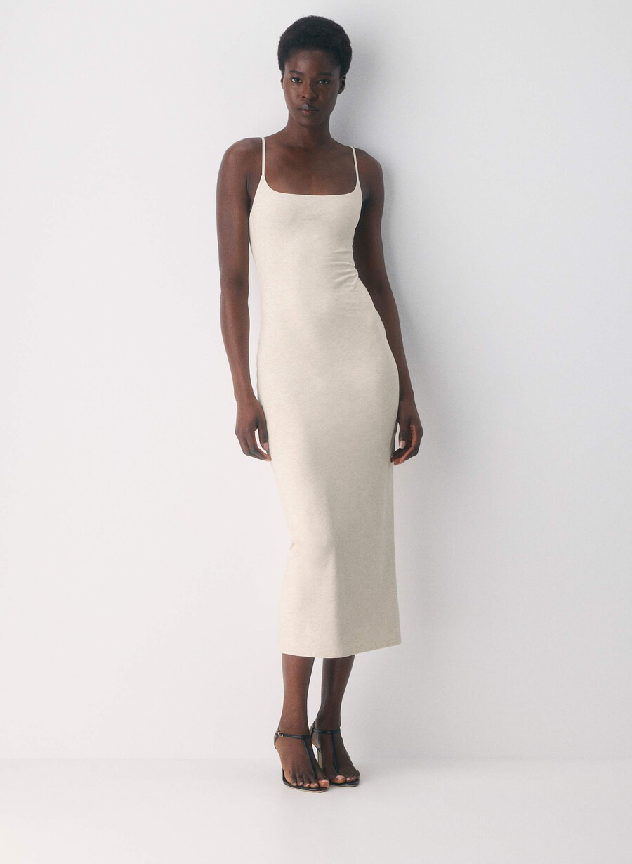 lässiges contour summon maxi cami kleid heather light oatmea