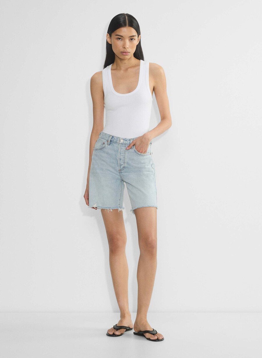 denim forum the 90s vintage hi-rise long denim short 15 yrs brl thr bleu