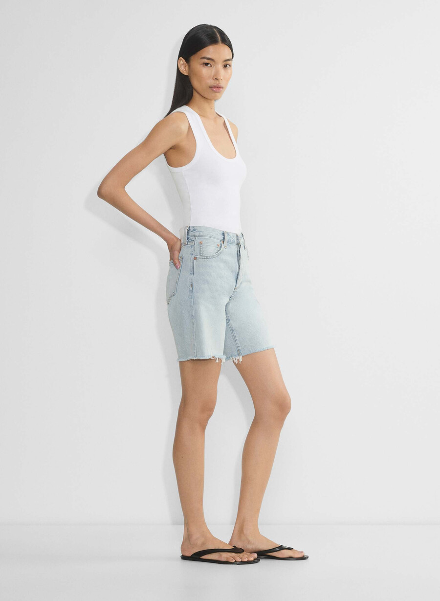 denim forum the 90s vintage hi-rise long denim short 15 yrs brl thr bleu