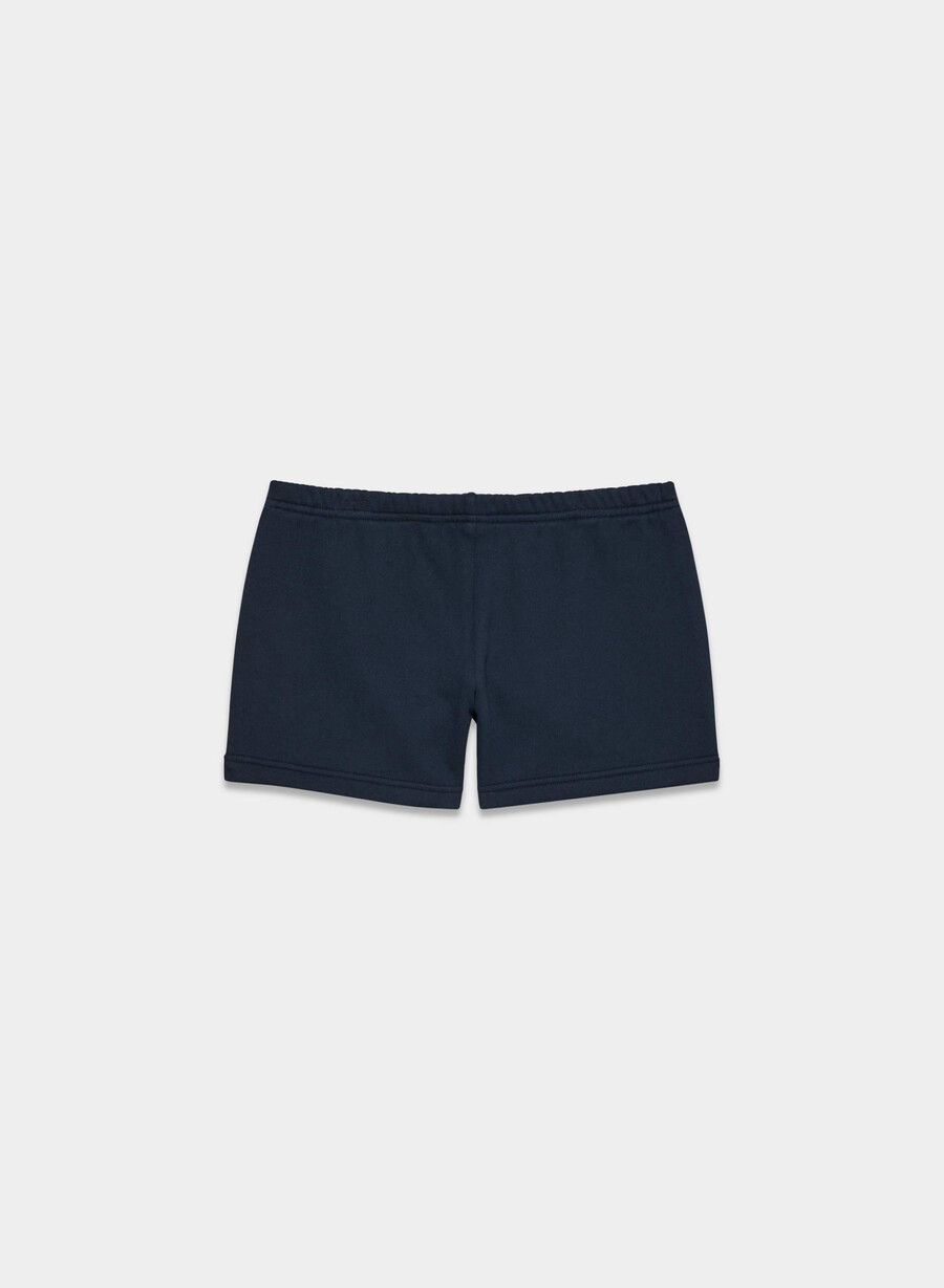 kuschelige sweatfleece boyfriend-minishorts mit niedrigem bund admiral
