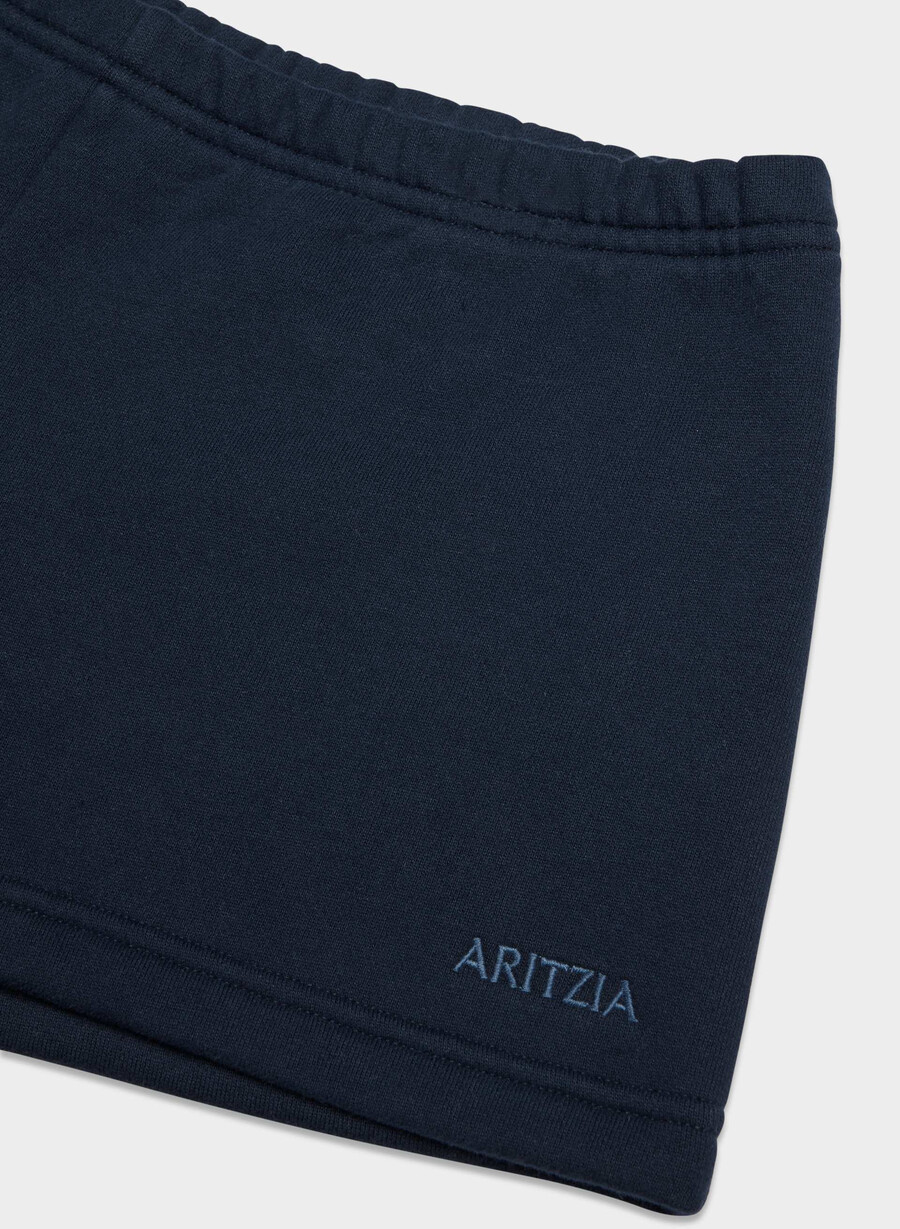 kuschelige sweatfleece boyfriend-minishorts mit niedrigem bund admiral