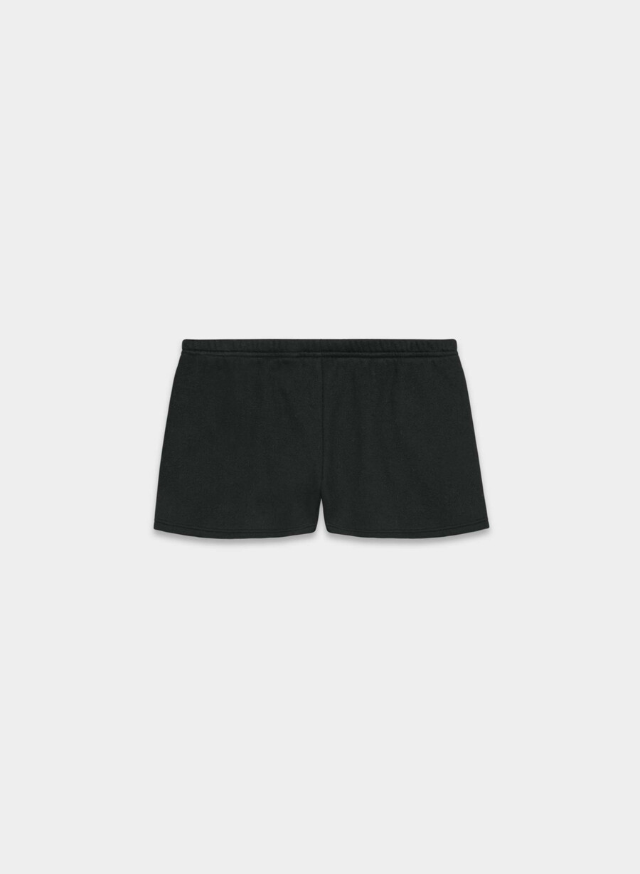 kuschelige boyfriend-mini-shorts aus sweatfleece mit niedrigem bund schwarz