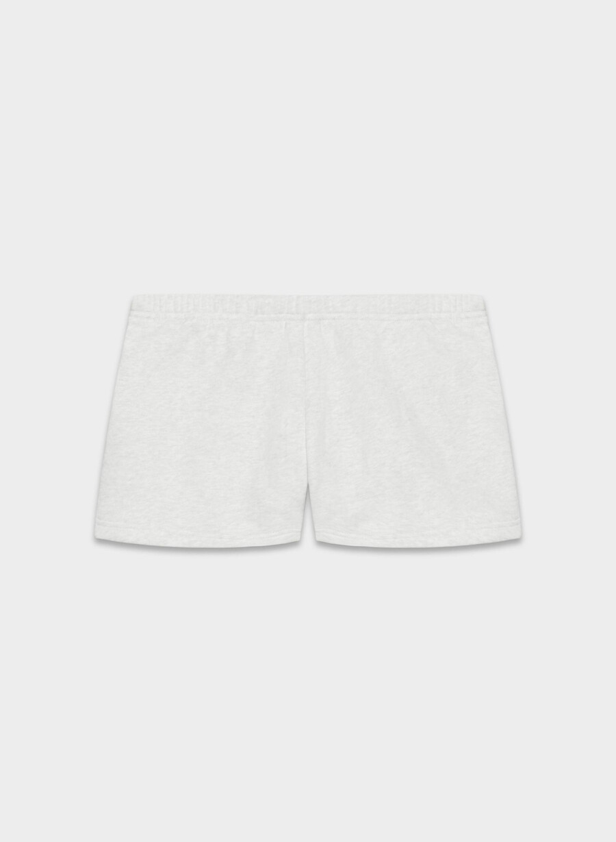 kuschelige boyfriend-mini-shorts aus sweatfleece mit niedrigem bund heather cloud white