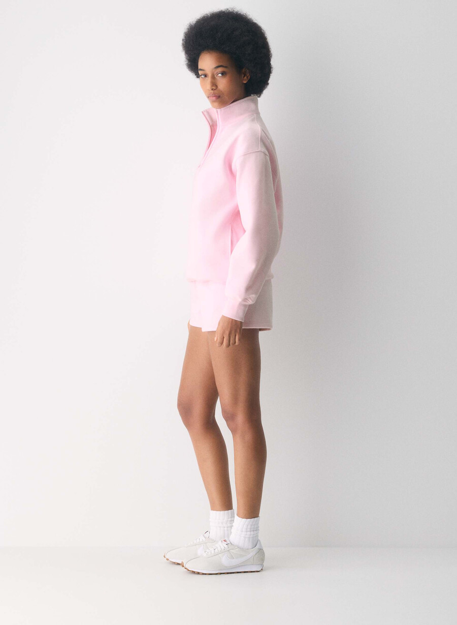 kuschelige sweatfleece boyfriend-minishorts mit niedrigem bund villa pink
