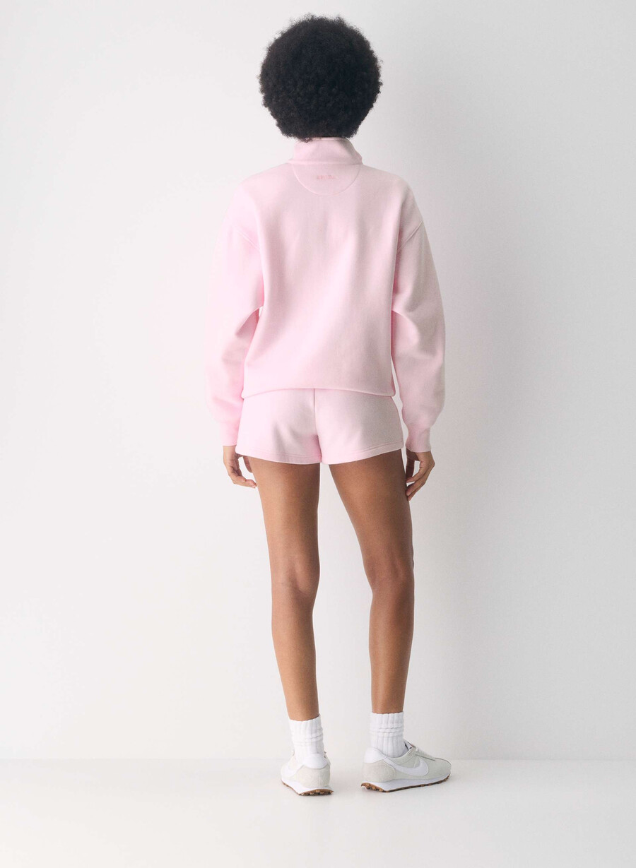 kuschelige sweatfleece boyfriend-minishorts mit niedrigem bund villa pink