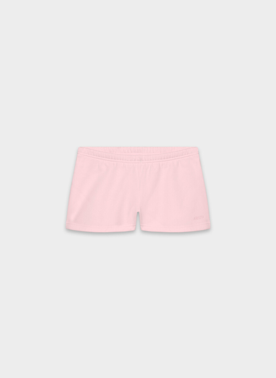 kuschelige sweatfleece boyfriend-minishorts mit niedrigem bund villa pink