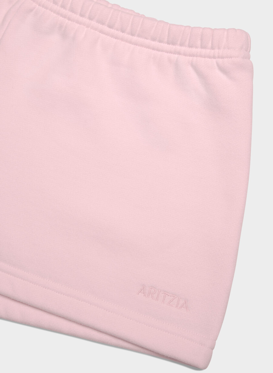 kuschelige sweatfleece boyfriend-minishorts mit niedrigem bund villa pink