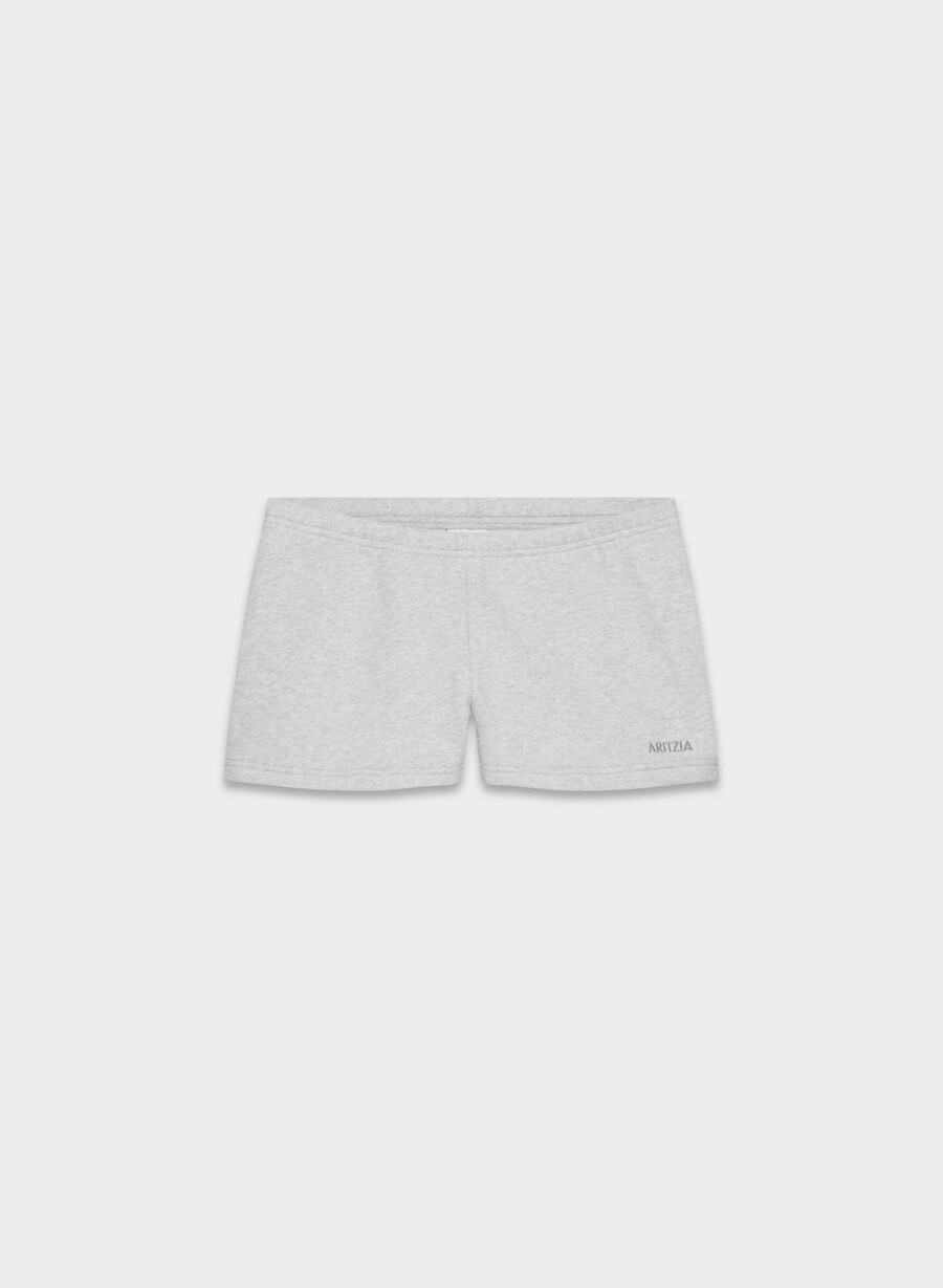 kuschelige boyfriend-mini-shorts aus sweatfleece mit niedrigem bund heather chrome