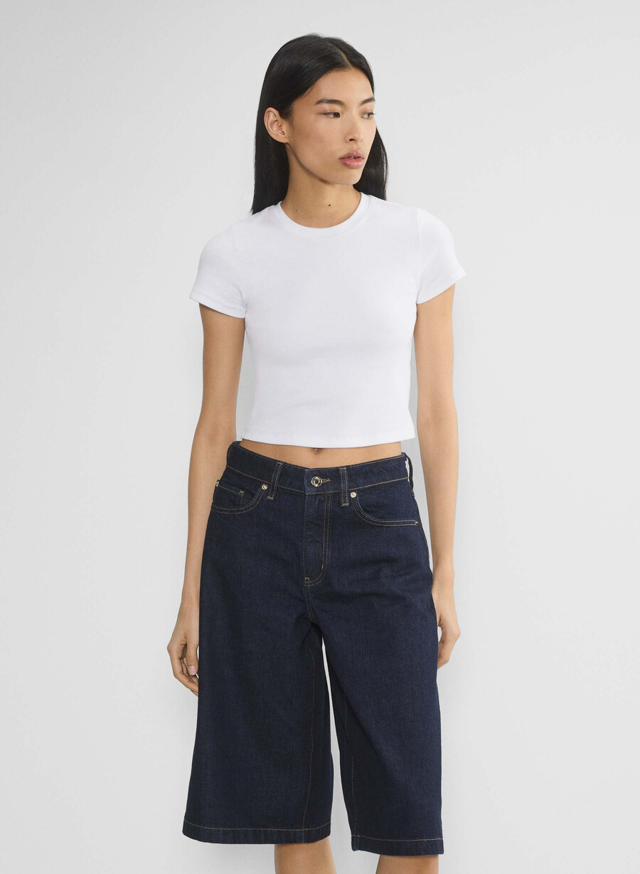 publicity jeansshorts unterhalb des knies stressfrei dunkelblau