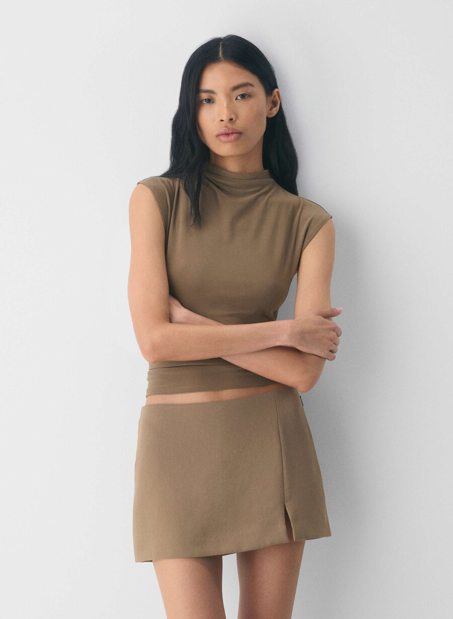 daphne skort – crepette folio braun