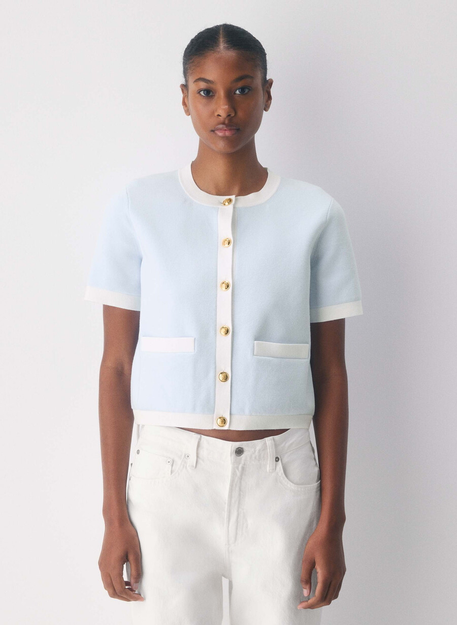 approach kurzarm-cardigan - wonder yarn glimmerweiss