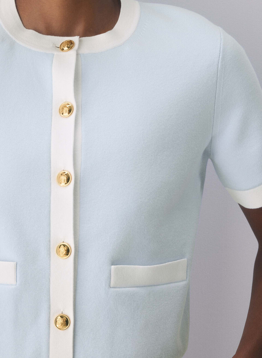 approach kurzarm-cardigan - wonder yarn glimmerweiss