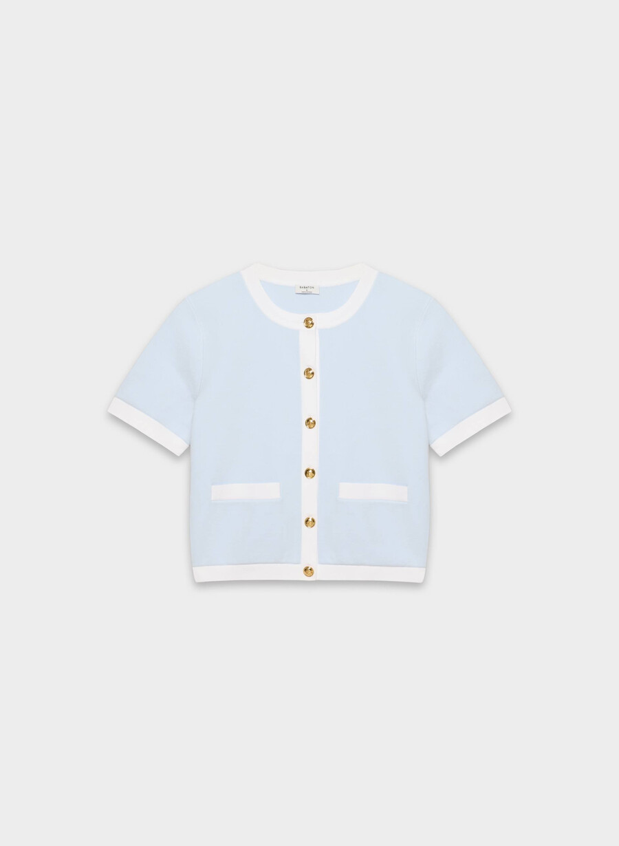 approach kurzarm-cardigan - wonder yarn glimmerweiss