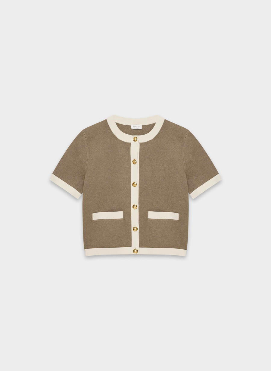 approach kurzarm-cardigan – wonder yarn hthr foli bwnmtte prl
