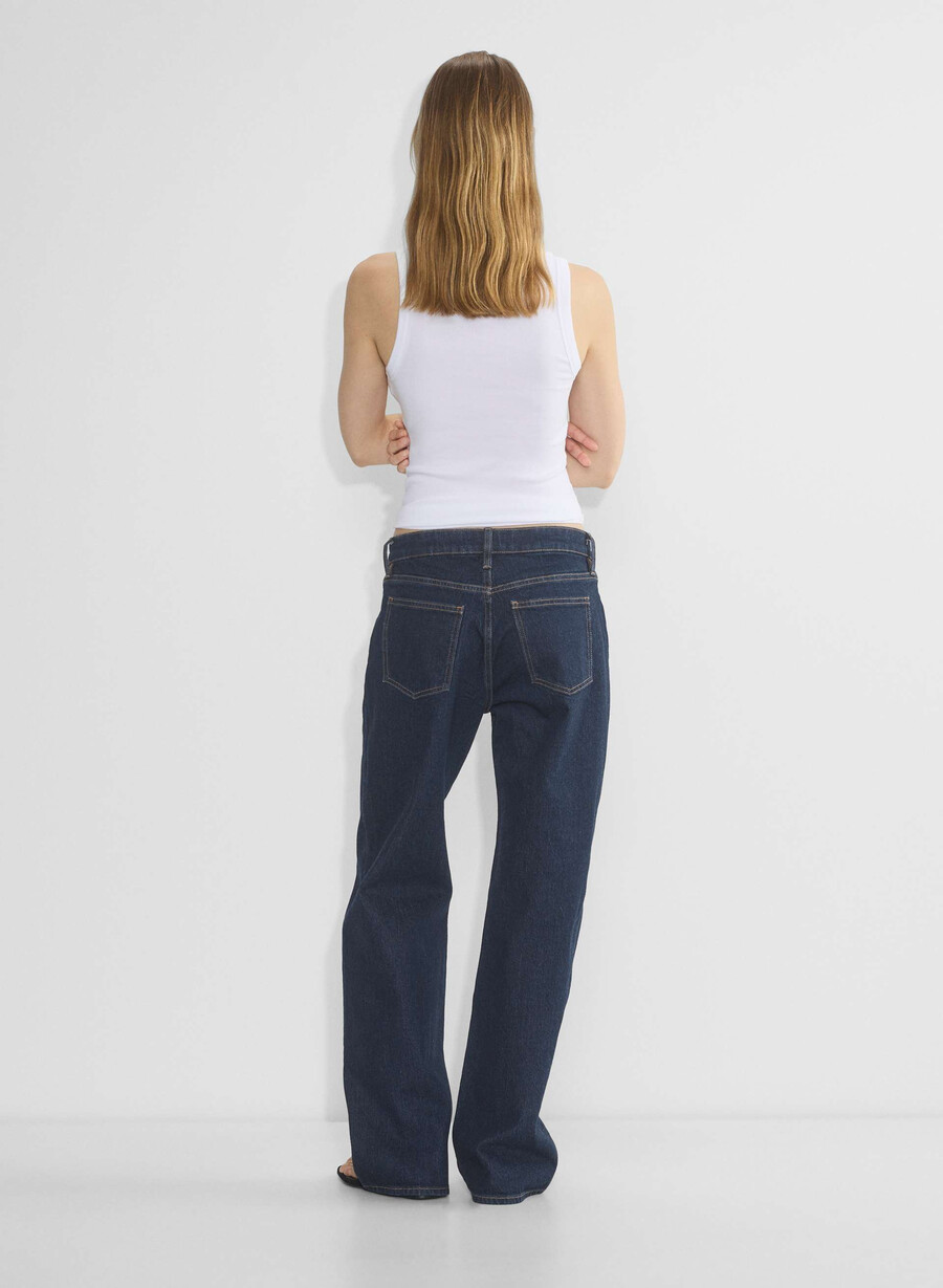 denim forum salma super lo-rise straight jeans no-stress dunkelblau