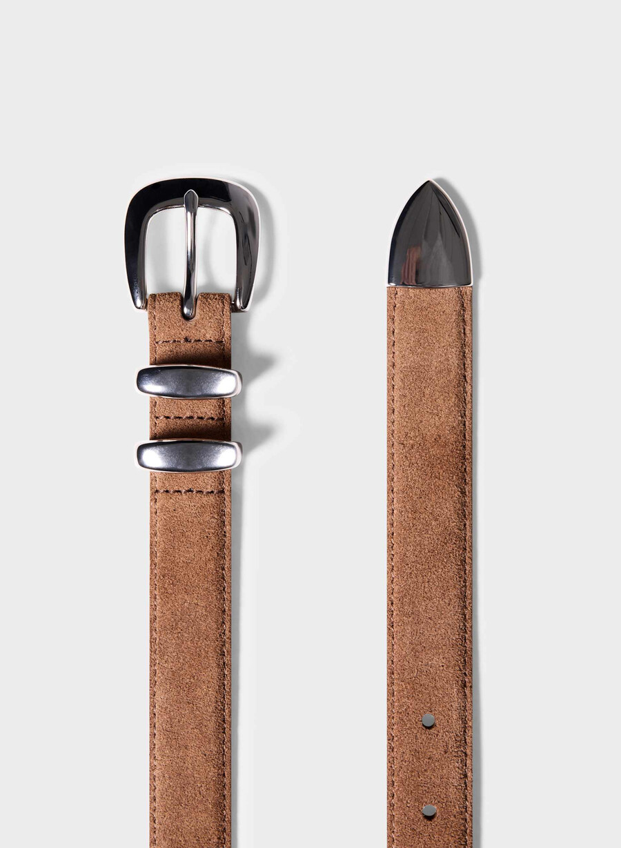 legendärer gürtel aus massivem messing und wildleder raw um brn silber