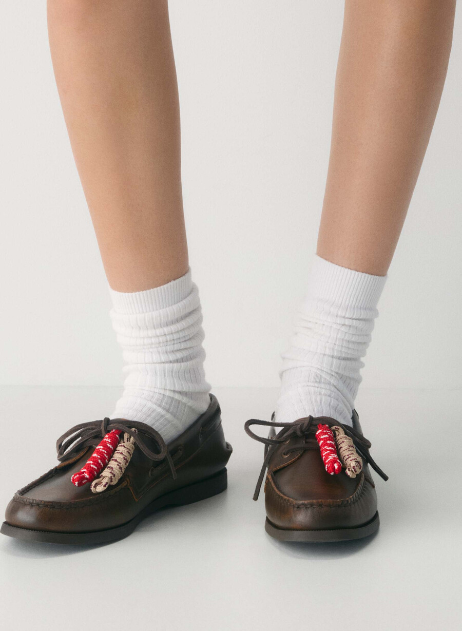 sperry x aritzia ao bootsschuh – glattleder used-look rotbraun