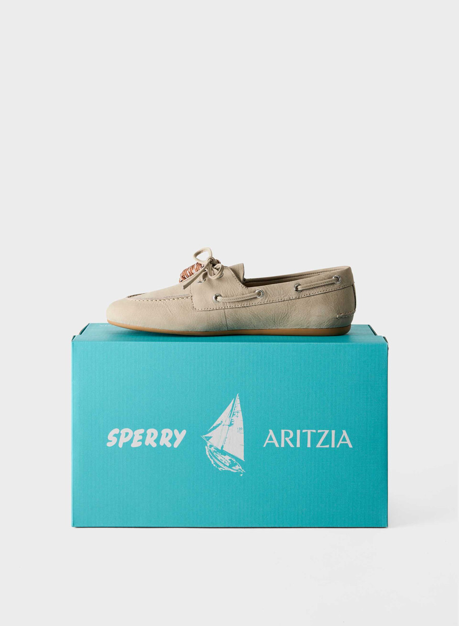 sperry x aritzia slim bootsschuh – nubukleder farbe beige