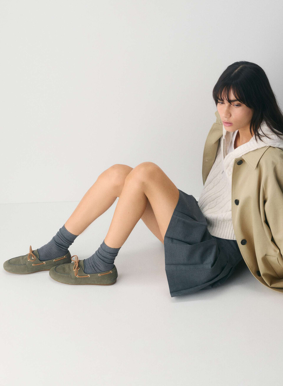 sperry x aritzia slim bootsschuh – nubukleder farbe beige