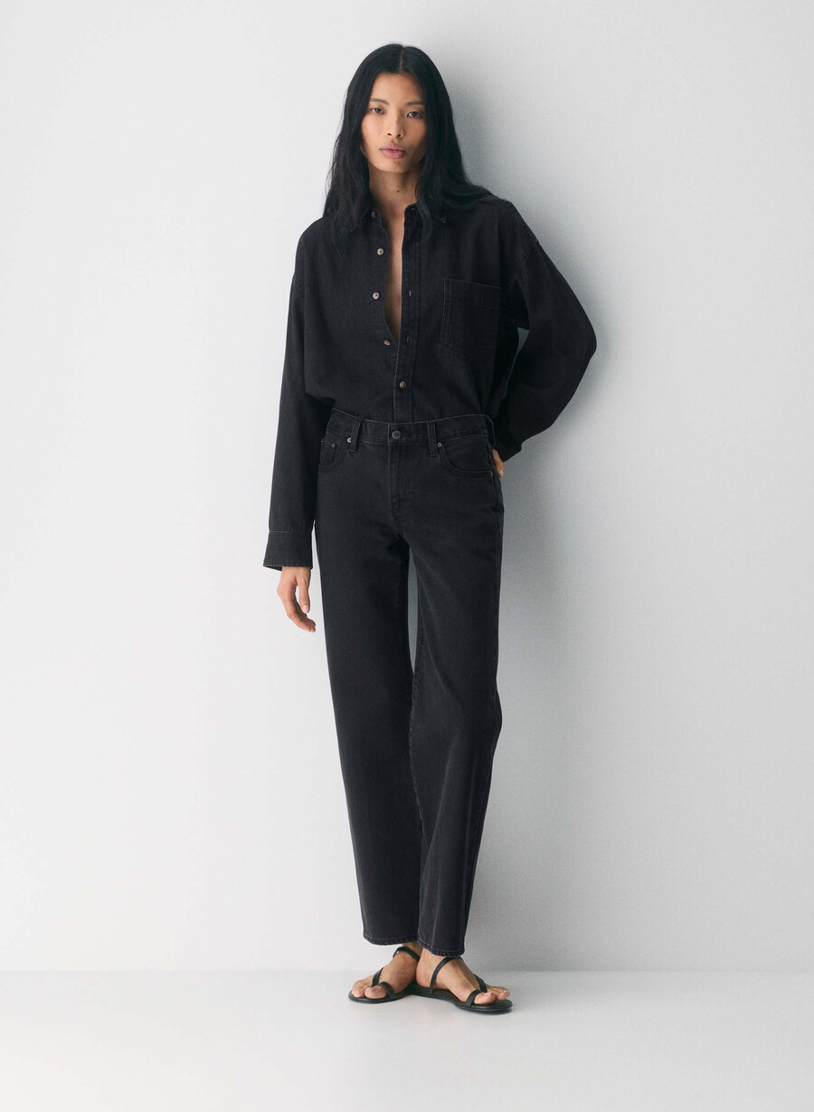 denim forum the farrah lo-rise wide jeans schwarzer eyeliner