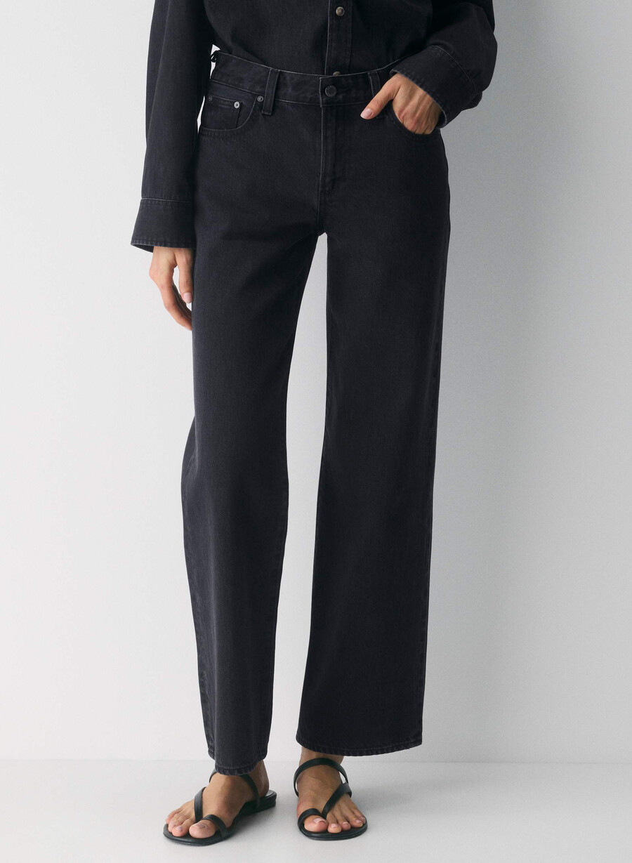 denim forum the farrah lo-rise wide jeans schwarzer eyeliner