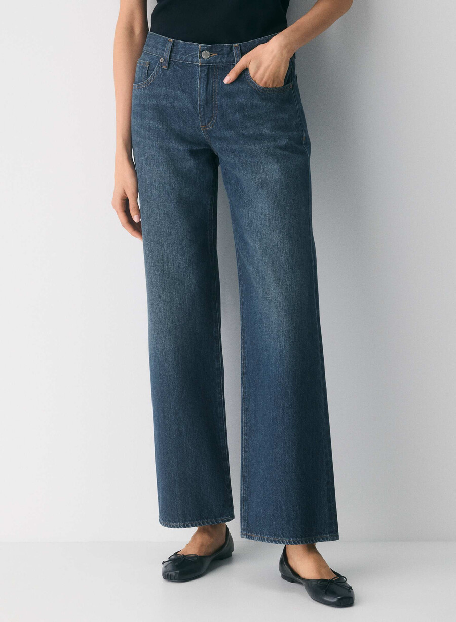 denim forum die farrah lo-rise wide jeans be about dark bleu