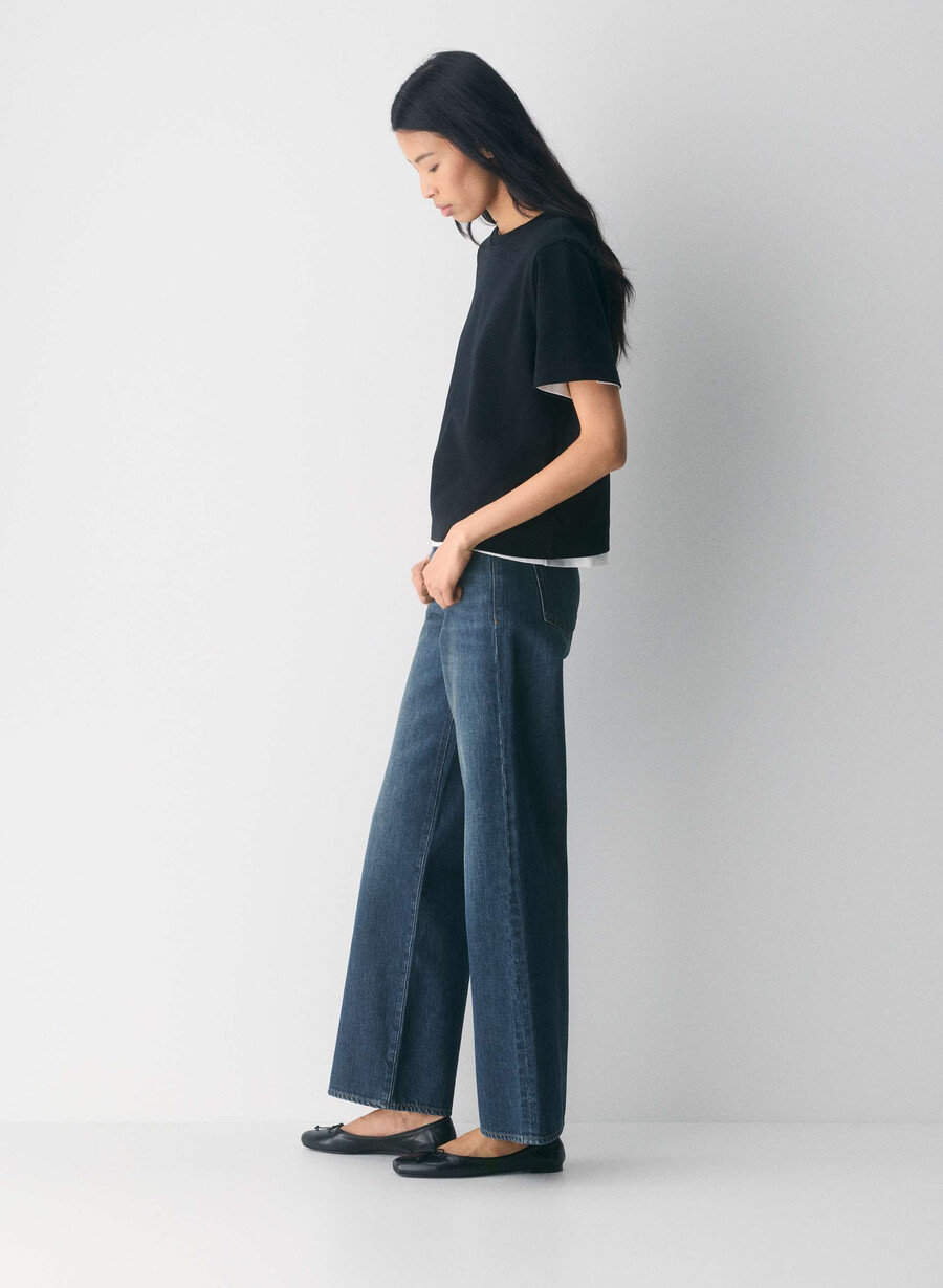 denim forum die farrah lo-rise wide jeans be about dark bleu
