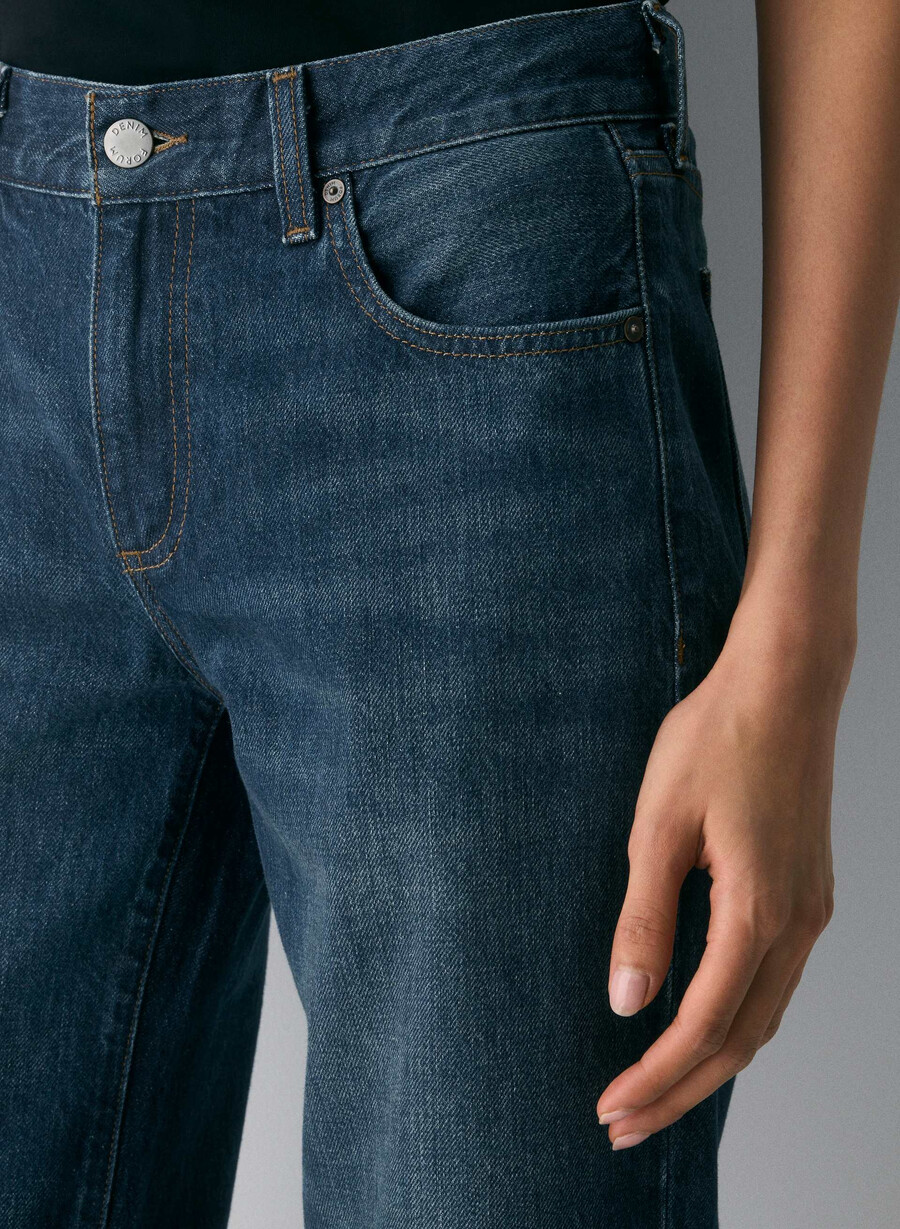 denim forum die farrah lo-rise wide jeans be about dark bleu