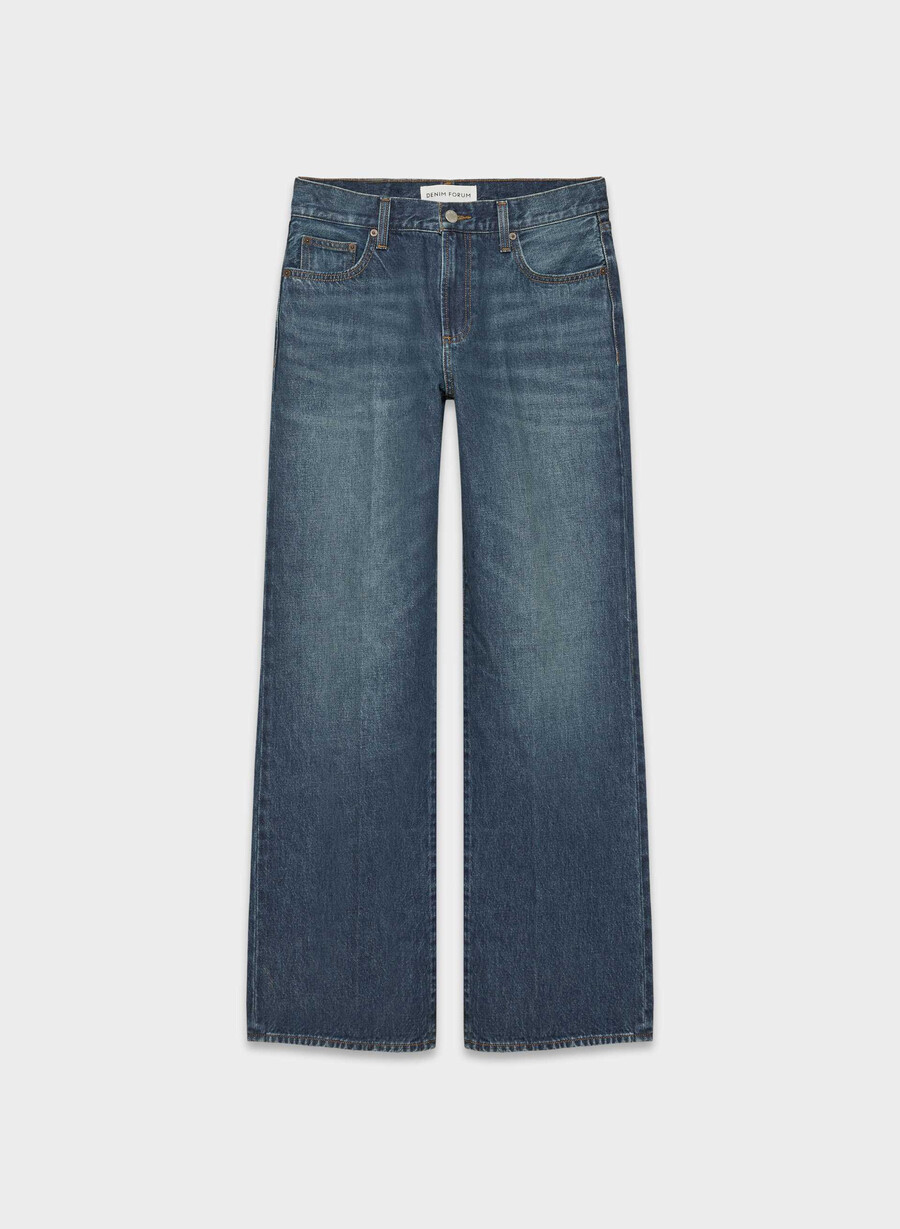 denim forum die farrah lo-rise wide jeans be about dark bleu
