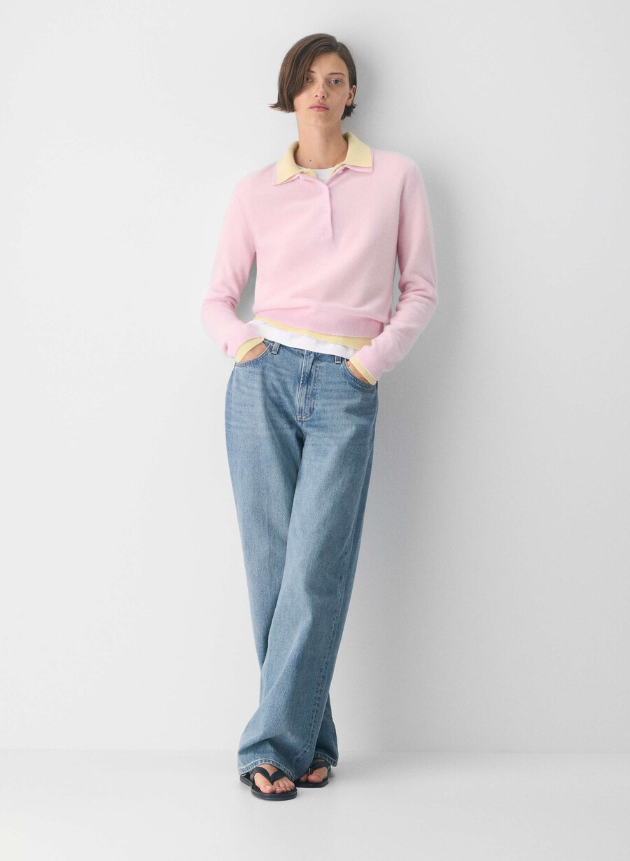 bare cashmere provenance polo langarmshirt villa pink