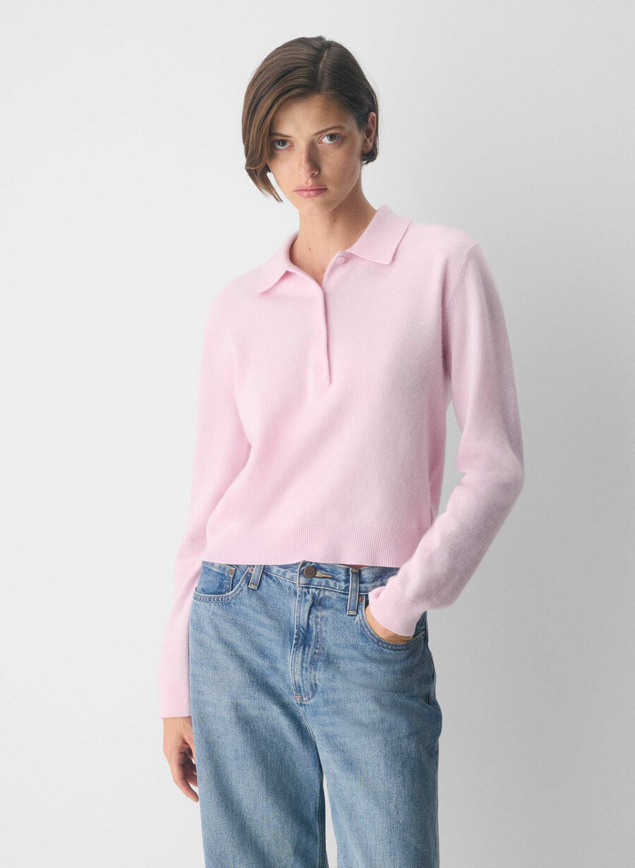 bare cashmere provenance polo langarmshirt villa pink