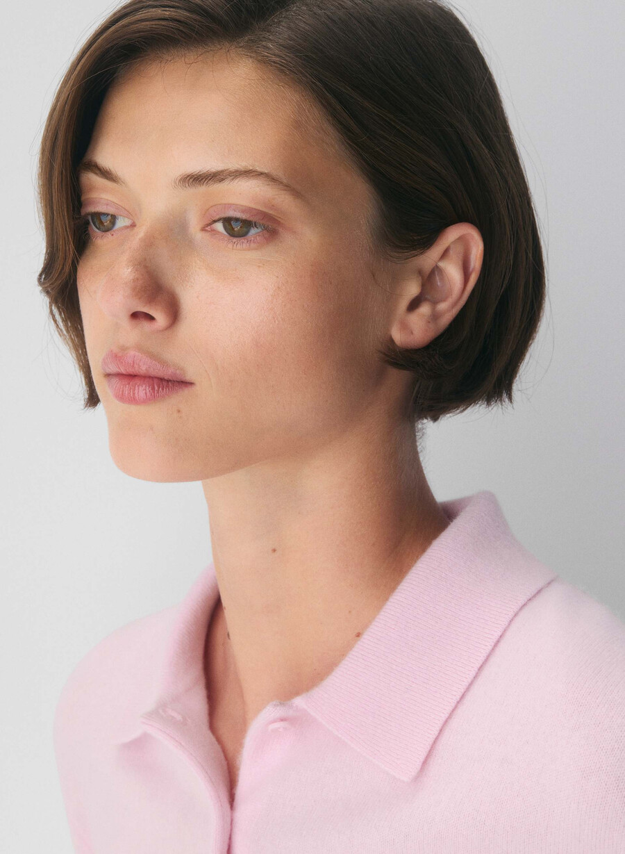 bare cashmere provenance polo langarmshirt villa pink